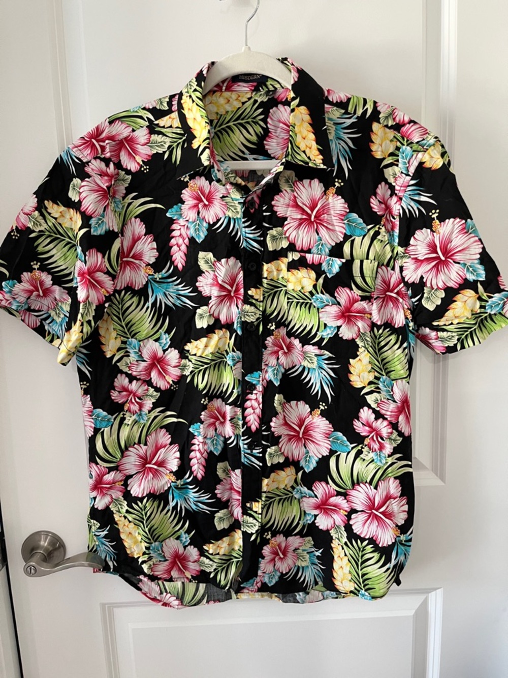Hisdern VTG Hibiscus Short-Sleeve Camp Style Hawaiian Shirt -Cotton SZ M NWOT